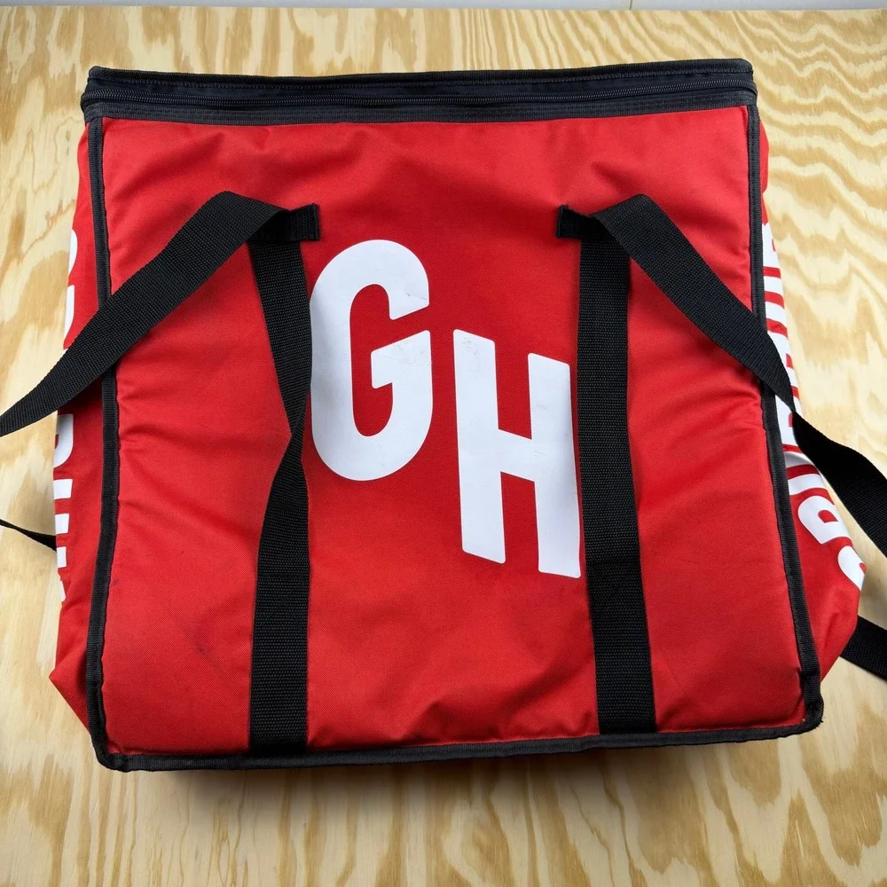 Grubhub Insulated Delivery Bag Red Thermal Food Carrier GH Logo Large 20x20